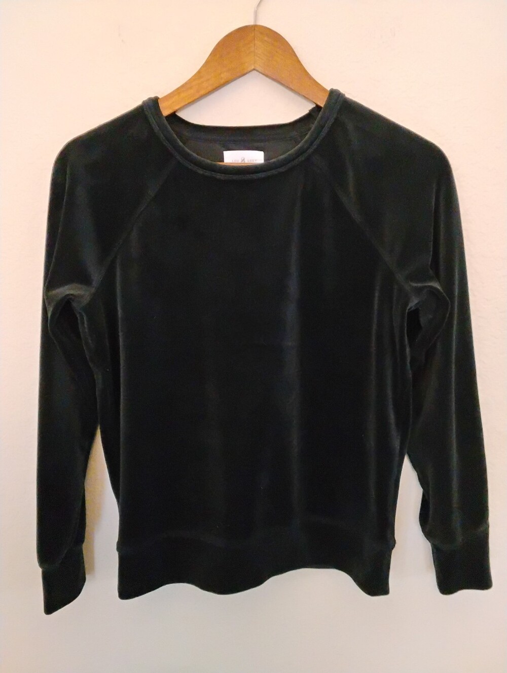 Lou & Grey Crushed Velvet Sweater Womens XXS Black 90s Minimalist Loungewear Top